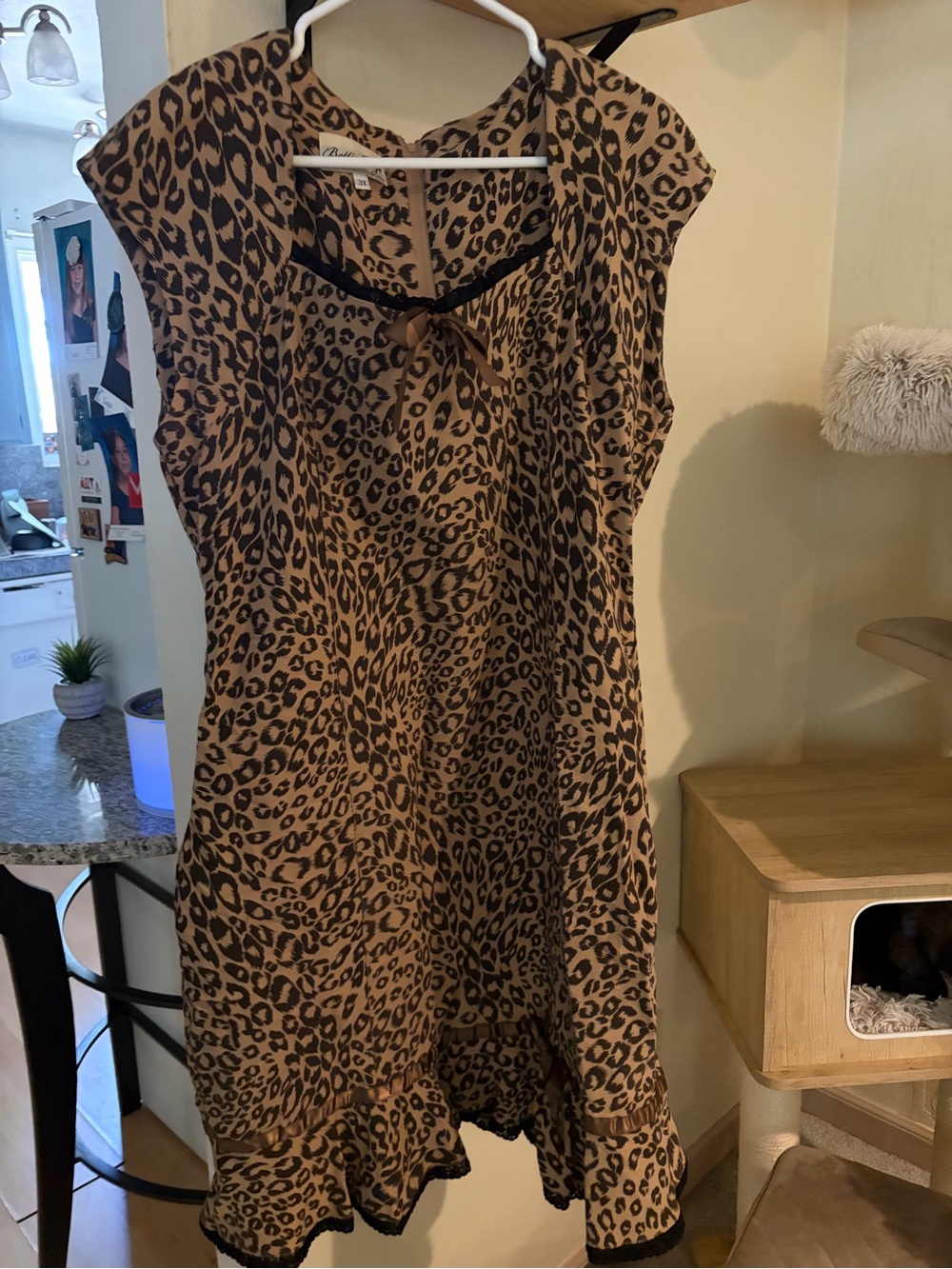 Bettie Page Leopard Print Midi Dress